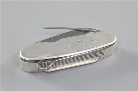 A late Victorian silver combination vesta case and penknife, by Louis Dee, 70mm.